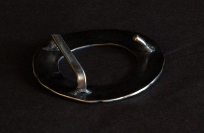 Round Belt Buckle, Unisex Accessories Fits 1.5" Leather Belt, Blacksmith, Hand Forged Stainless Steel Buckle with Complimentary Gift Bag