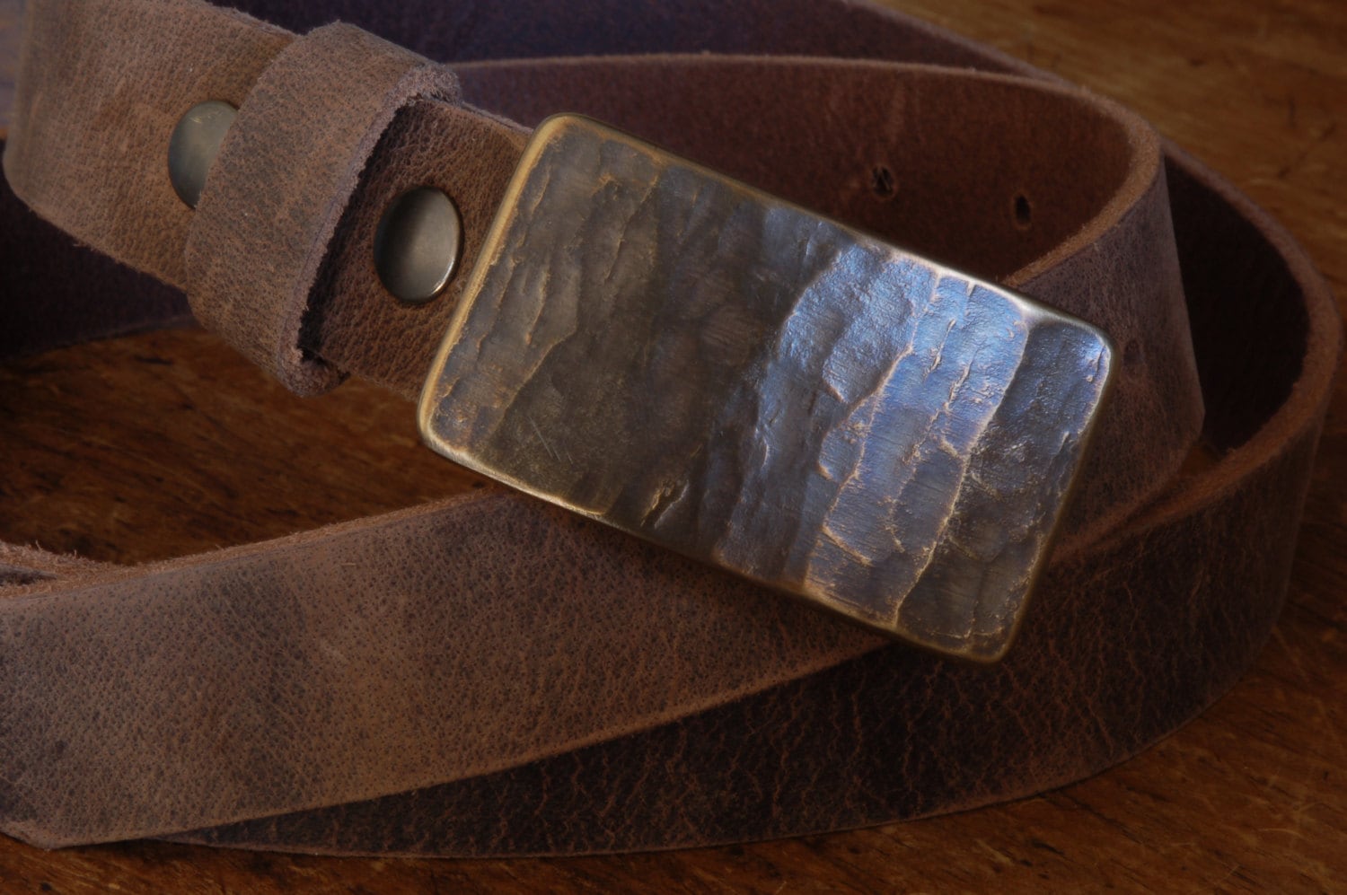 Wood Lovers Belt Buckle Wood Grain Canadian Ancient Bronze Hand Forged Stainless Steel Work Gear Accessories for Jeans fits 1-1/2" Belt