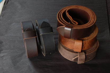 Leather Belt with SNAPS for Jeans or Suits, Custom Cut Oiled Buffalo Leather Belts with snaps 1.5" and 1.25" Wide Belt, Made to Measure Belt