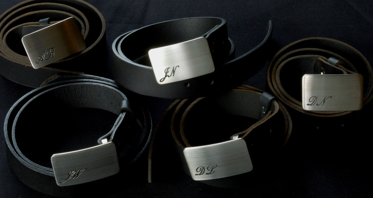 Belt & Buckle Set, Monogrammed Belt Buckle with 1-1/4" Belt, Choose from Five Belt Colours, Personalized Accessories, Customized Weddings