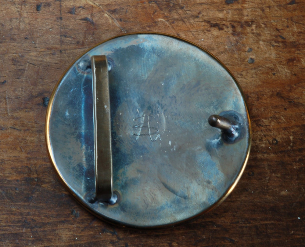 Round Belt Buckle Hand Forged Stainless Steel Fits 1.5" Belt Signed Original Hypoallergenic Unisex Buckle Gold, Orange, Blue