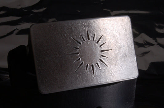 SUN Belt Buckle Silver or Bronze Hand Forged Accessories Stainless Steel Signed Original fits 1-1/2" Belt for Blue Jeans
