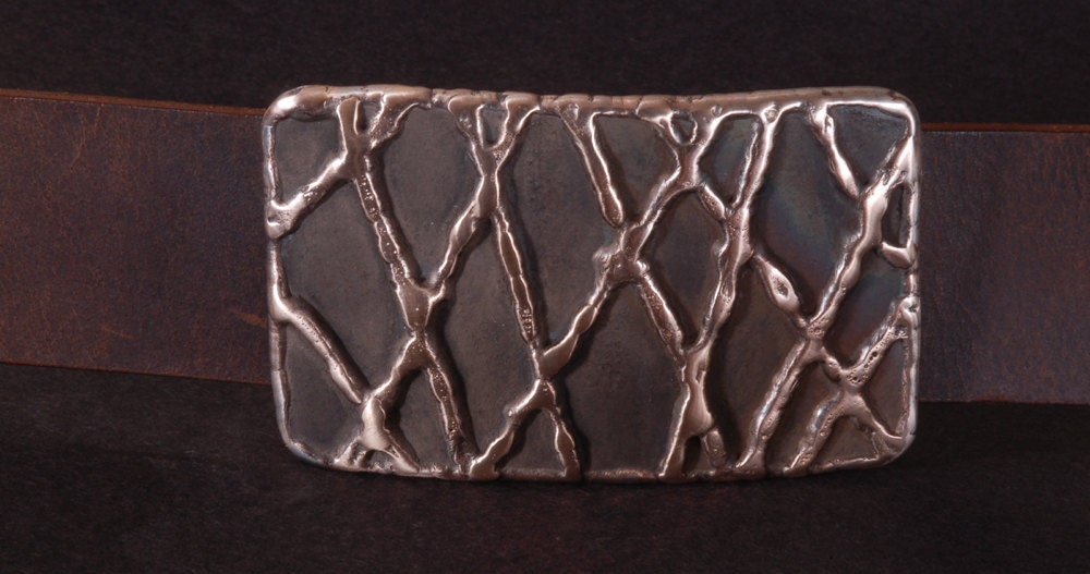 Fish Net Bronze Belt Buckle Signed Original Hypoallergenic Accessories Stainless Steel fits 1-1/2" Full Grain Buffalo Leather Belt for Jeans