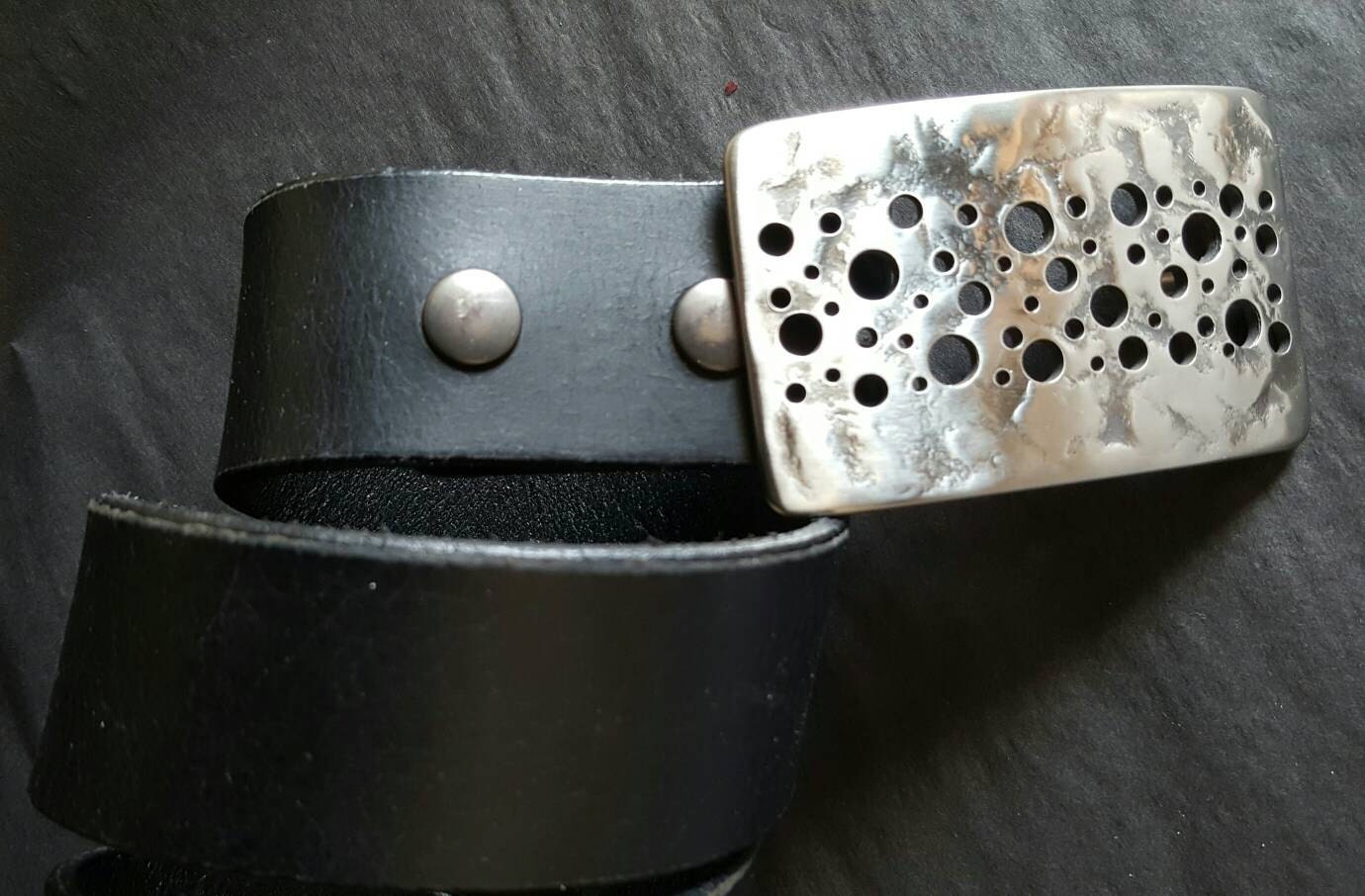 Buckle, Hypoallergenic Buckle, Buckle fits 1.25" Leather Belt, Hand Forged Accessory, Stainless Steel Silver, Confetti, Wedding Belt Buckle