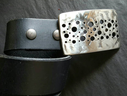 Buckle, Hypoallergenic Buckle, Buckle fits 1.25" Leather Belt, Hand Forged Accessory, Stainless Steel Silver, Confetti, Wedding Belt Buckle