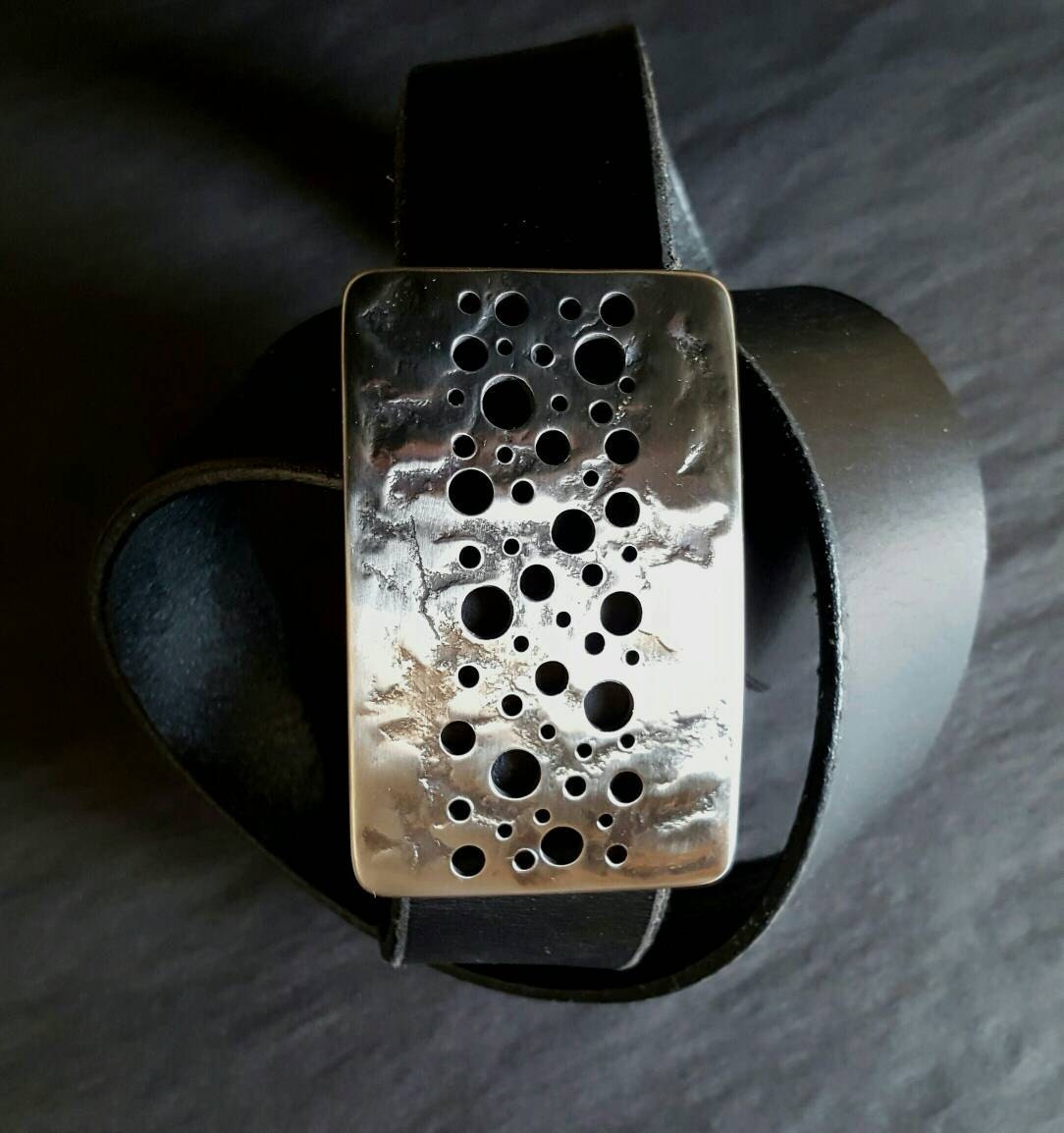 Buckle, Hypoallergenic Buckle, Buckle fits 1.25" Leather Belt, Hand Forged Accessory, Stainless Steel Silver, Confetti, Wedding Belt Buckle