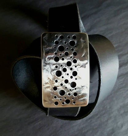 Buckle, Hypoallergenic Buckle, Buckle fits 1.25" Leather Belt, Hand Forged Accessory, Stainless Steel Silver, Confetti, Wedding Belt Buckle