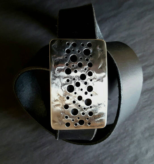 Buckle, Hypoallergenic Buckle, Buckle fits 1.25" Leather Belt, Hand Forged Accessory, Stainless Steel Silver, Confetti, Wedding Belt Buckle