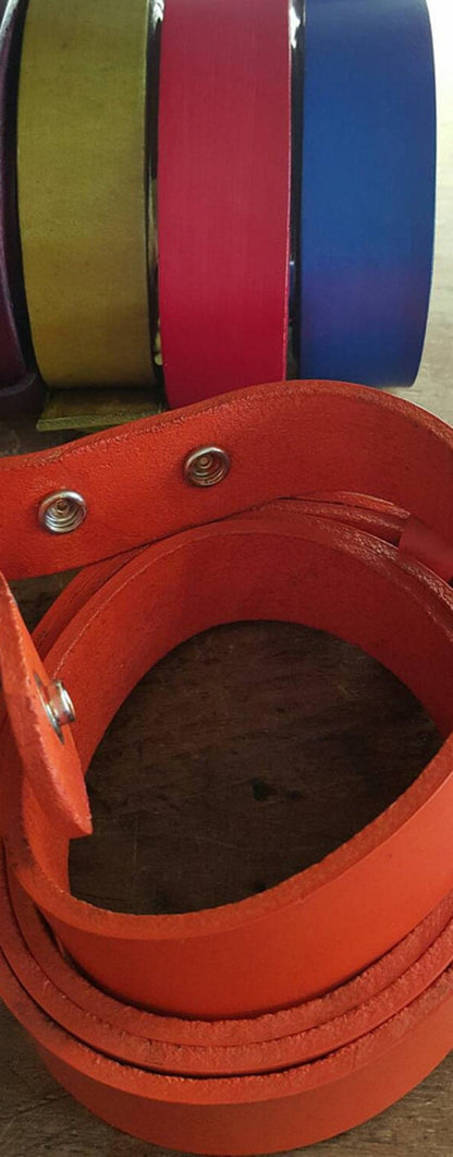 Red Belt Hand Dyed Leather Belt, Coloured Belts Unisex Belt with Snaps Multicolored Belts Belt for Jean, Belt for Suit Belt for Golf