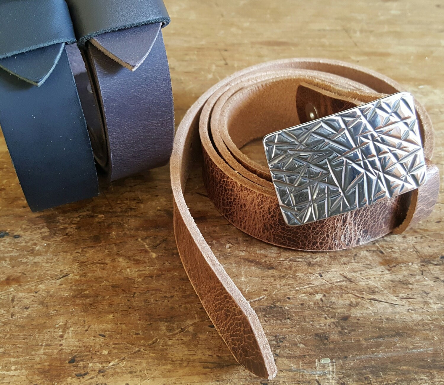 Bucke & Belt SET Skater Gear Jean Buckle Streetwear Forged Stainless Steel Hypoallergenic Accessories Unisex Belt Buckle and 1.5" Belt