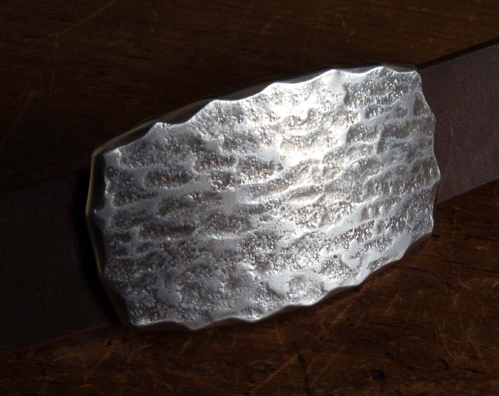 Belt Buckle for Blue Jeans Golf Wear Fits 1-1/2" Belt Hand Forged Stainless Steel Unisex Urban Wear Buckle with Wavy Edge Signed By Artist