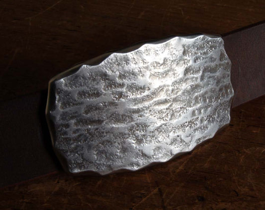Belt Buckle for Blue Jeans Golf Wear Fits 1-1/2" Belt Hand Forged Stainless Steel Unisex Urban Wear Buckle with Wavy Edge Signed By Artist