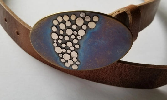 Polka Dot Belt Buckle for Suits Canadian Artisan Original Hand Forged Buckle Unisex Belt Buckle Bronze or Silver for 1-1/4" Leather Belt