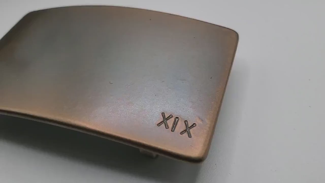 Bronze Anniversary Buckle For Jeans Customized Buckle Personalized Gift Anniversary or Special Occasion Gift Tally or Roman Numeral Buckle