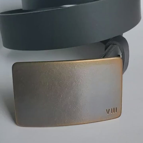 Bronze Anniversary Gift Belt & Buckle Set For Jeans Customize for Anniversary Personalized Forged Stainless Steel Buckle w/ Leather Belt