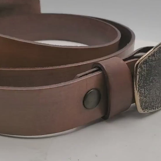 Hand Forged Buckle with Sand Hand Dyed Belt -  Buckle with Hand Dyed 1-1/4" Wide Belt