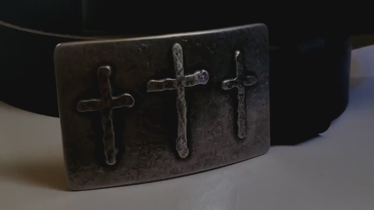 Cross Belt Buckle Fits 2" Belt Christian Gift Buckle Old Rugged Cross Hand Forged Rustic Bronze or Silver Stainless Steel Buckle For 2" Belt