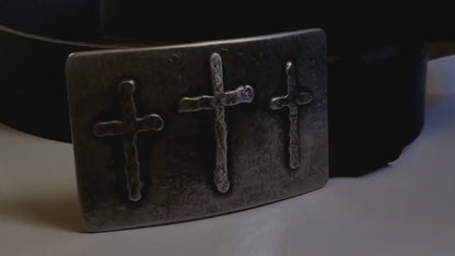 Cross Belt Buckle Fits 2" Belt Christian Gift Buckle Old Rugged Cross Hand Forged Rustic Bronze or Silver Stainless Steel Buckle For 2" Belt