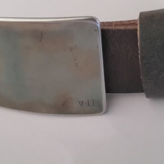 Oil and Water Customized 7th Anniversary Gift Belt & Buckle Set For Jeans Customized Keepsake Personalized Tally Buckle w/ Leather Belt