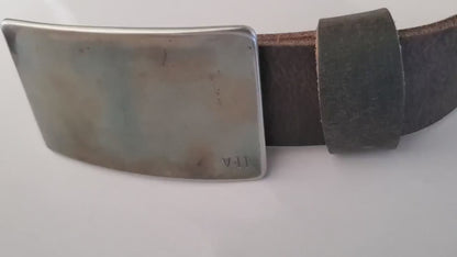 Oil and Water Customized 7th Anniversary Gift Belt & Buckle Set For Jeans Customized Keepsake Personalized Tally Buckle w/ Leather Belt