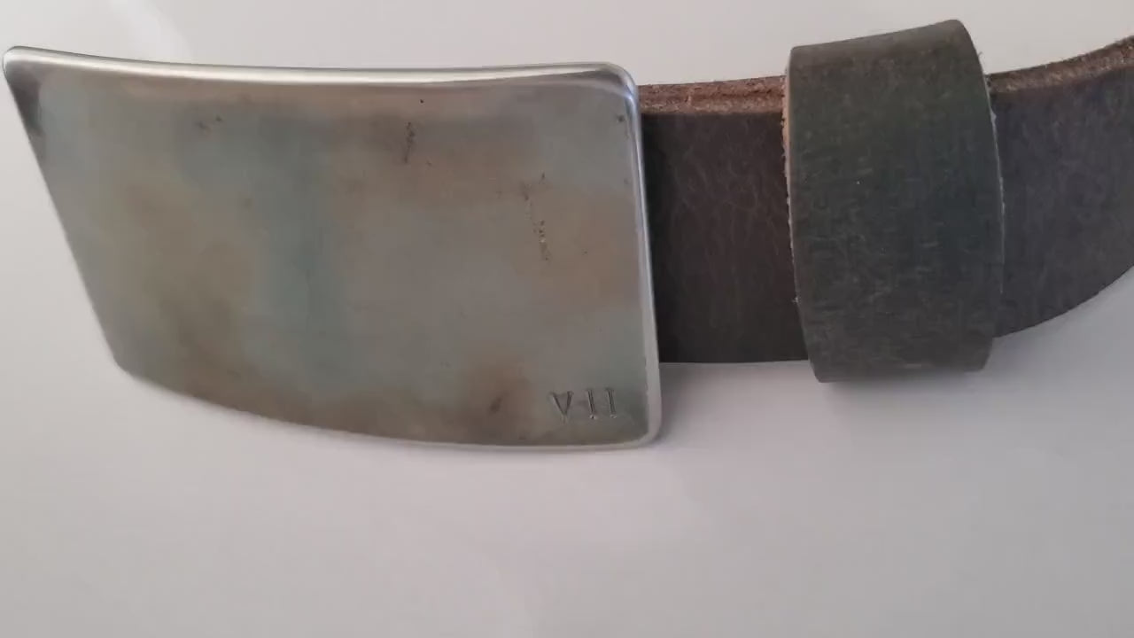 Oil and Water Customized 7th Anniversary Gift Belt & Buckle Set For Jeans Customized Keepsake Personalized Tally Buckle w/ Leather Belt