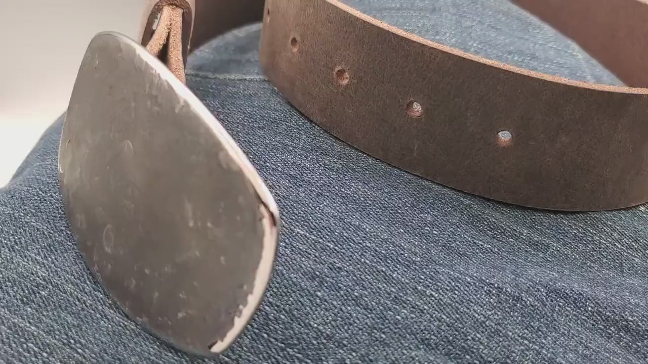Belt Buckle Original Blue Jean Buckle Hand Forged Anvil Textured Hypoallergenic Unisex Accessories Stainless Steel Buckle Fits Leather Belt