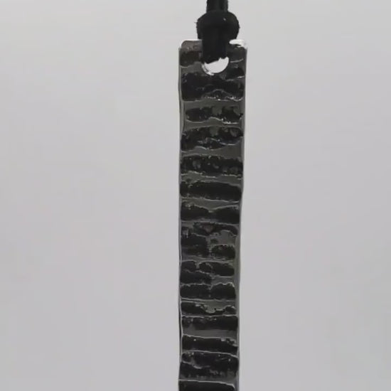 Pendant Raw Handforged Stainless Steel & Leather Cord Masculine or Feminine Jewelry Made in Canada